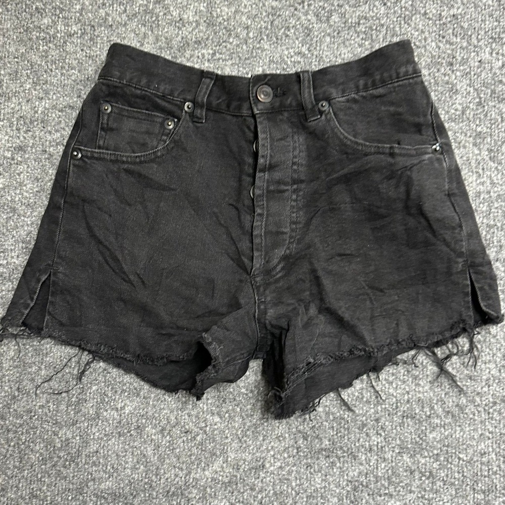 Melville Denim Shorts Womens Size 38 Black Frayed Raw Hem Italy Casual Cutoff - Picture 1 of 9